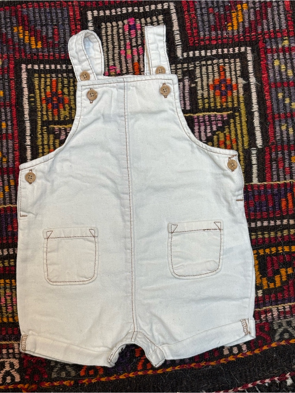 Vintage Y2K Old Navy Baby White Denim Shortalls | 6–12 Months